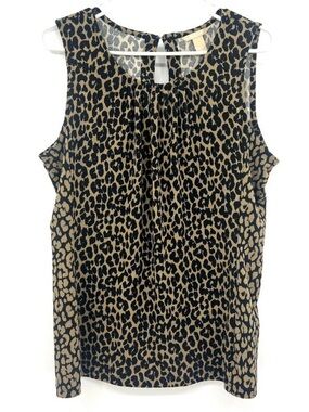 ❤️ Banana Republic Large Sleeveless Leopard Print Sleeveless Tank Top Shirt Work